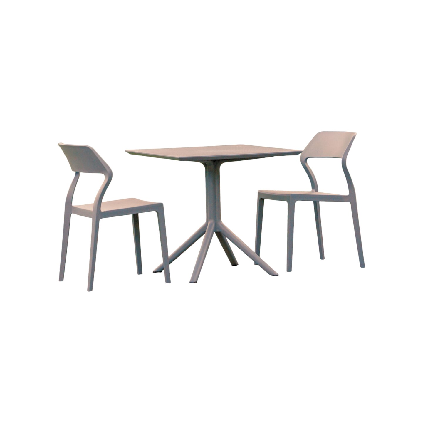 Luxury Commercial Living 3-Piece Gray Outdoor Patio Dining Set with Stackable Chairs 32.75"