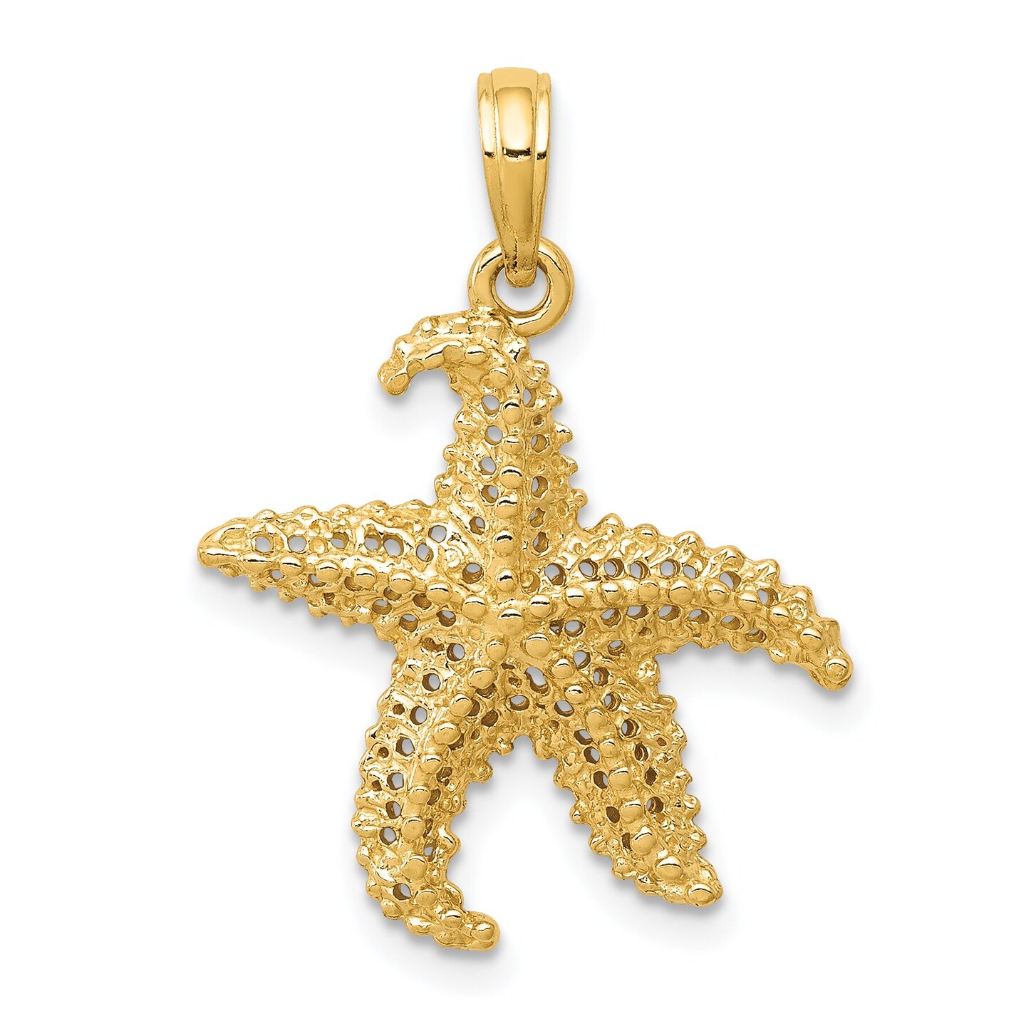 14K Yellow Gold Starfish Charm Ocean Jewelry Pendant 24mm x 20mm
