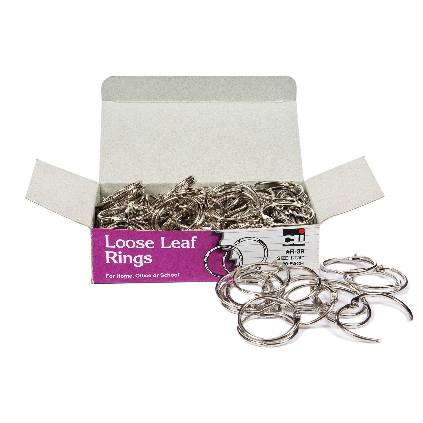 Loose Leaf Rings, 1.25&#x22;, Box of 100