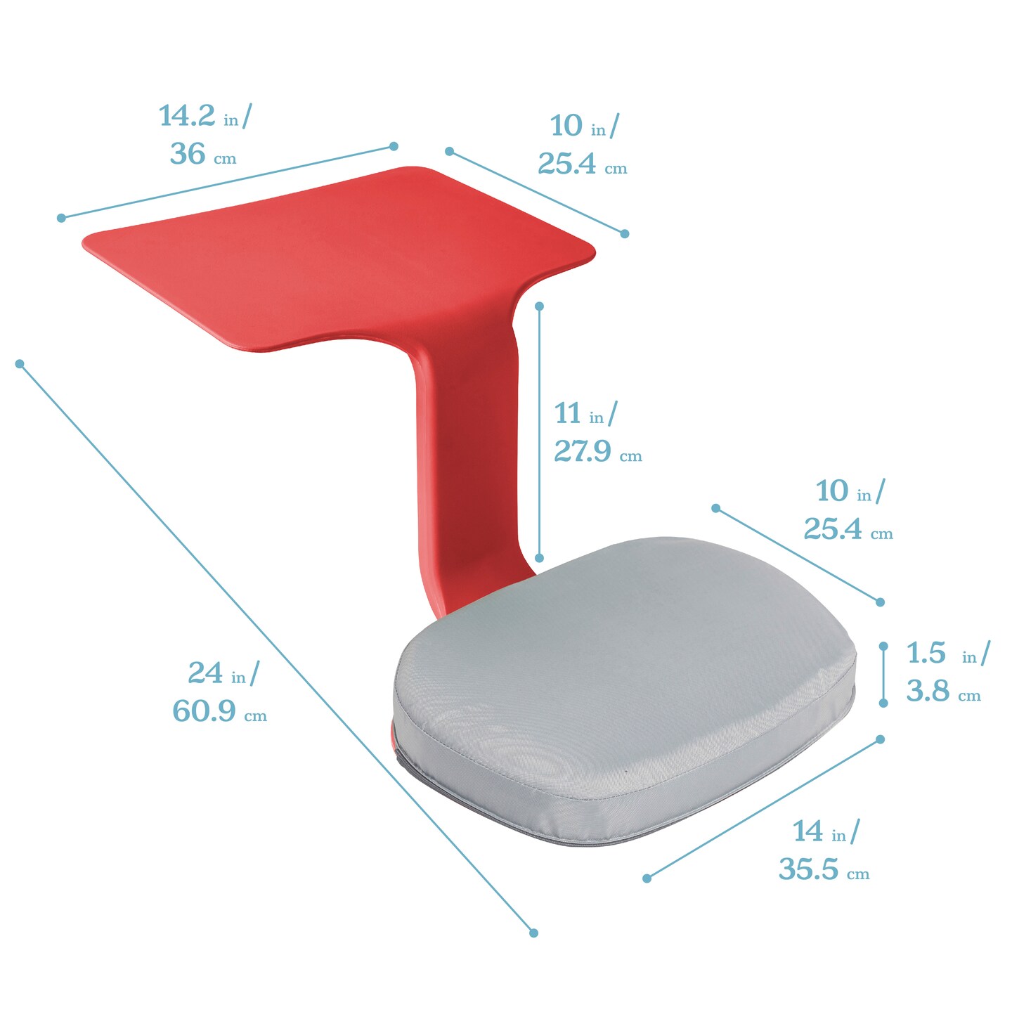 The Surf Portable Lap Desk and Surf Cushion, Flexible Seating Floor Desk with Foam Pad, 1-Pack