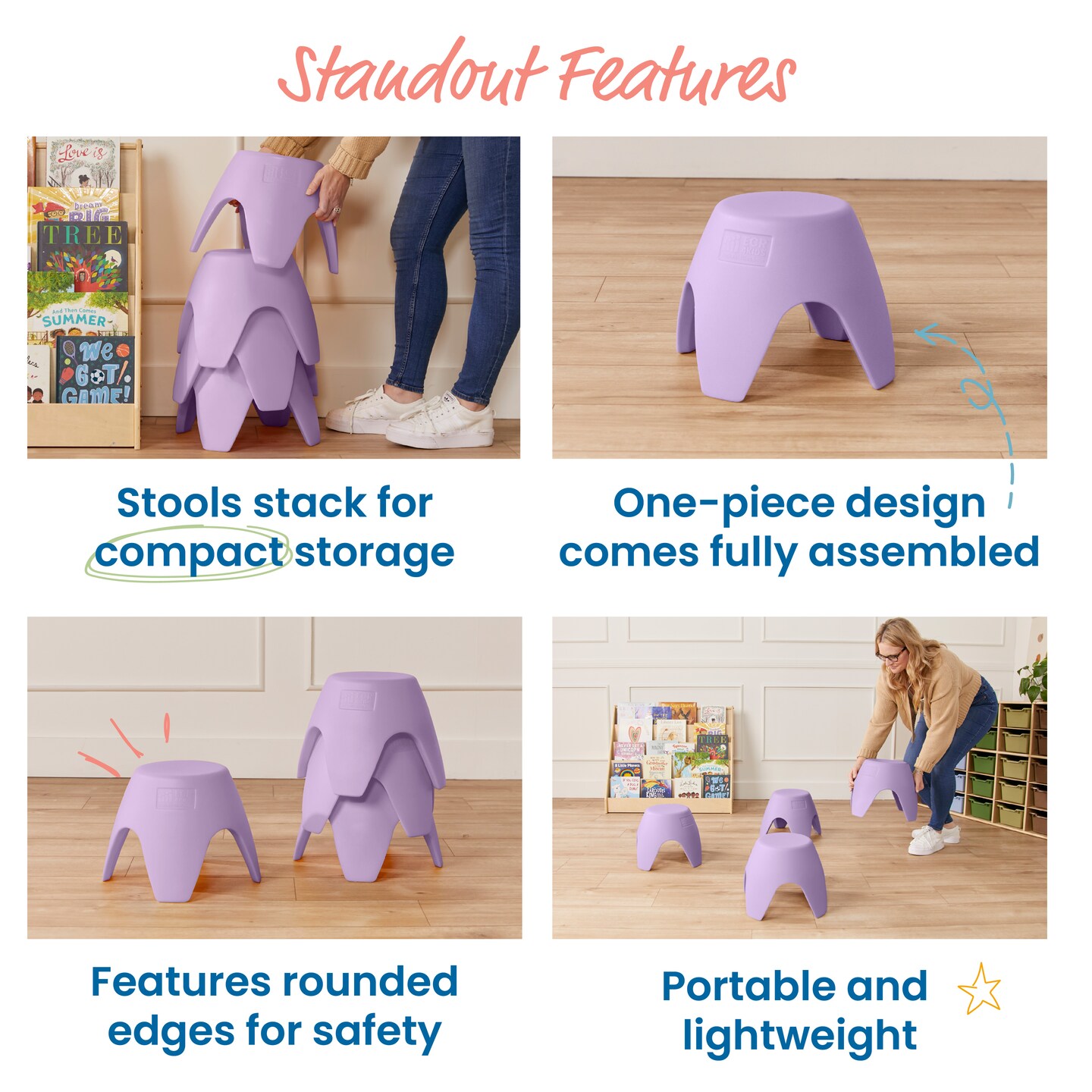 Ayana Stool Set, Flexible Seating, 4-Pack
