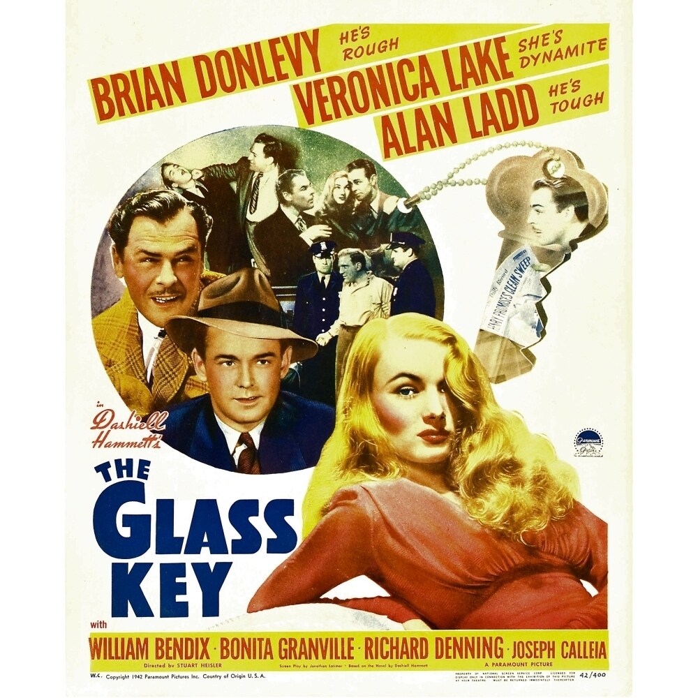 Posterazzi The Glass Key Brian Donlevy Alan Ladd William Bendix Veronica Lake 1942 Movie Poster Masterprint