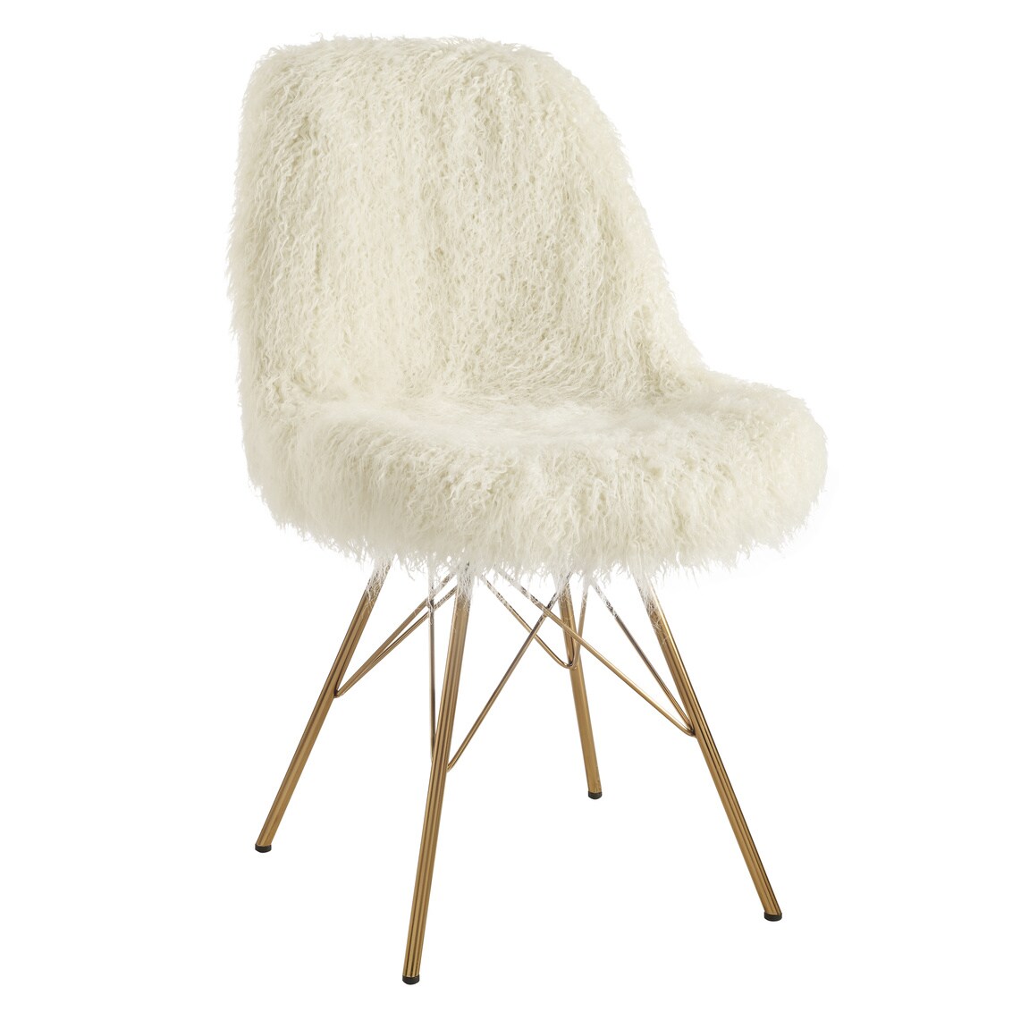 Remy Faux Faux Accent Chair Cream Brushed Gold Legs Modern Living Room Furniture