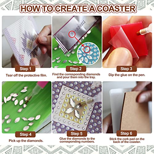 Temlum 6 Pcs Diamond Painting Coasters with Holder, Mandala Diamond Art  Coasters Kits for Beginners, Adults, Kids Small Diamond Painting Kit Art  Craft