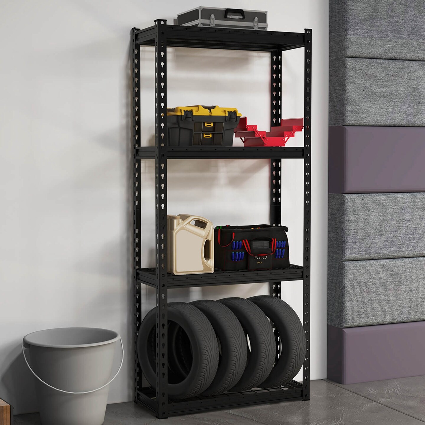 Costway 1/2/3/4 PCS 4-Tier Metal Shelving Unit Heavy Duty Wire Storage Rack with Anti-slip Foot Pads Black