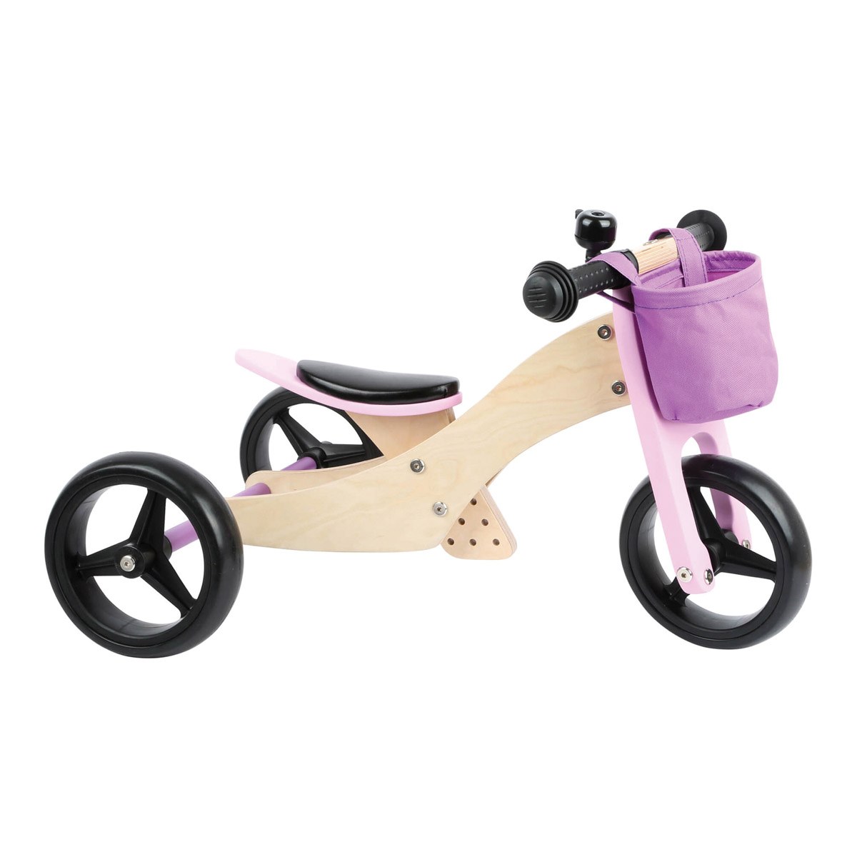 Small Foot Wooden 2-in-1 Tricycle &#x26; Balance Bike - Pink