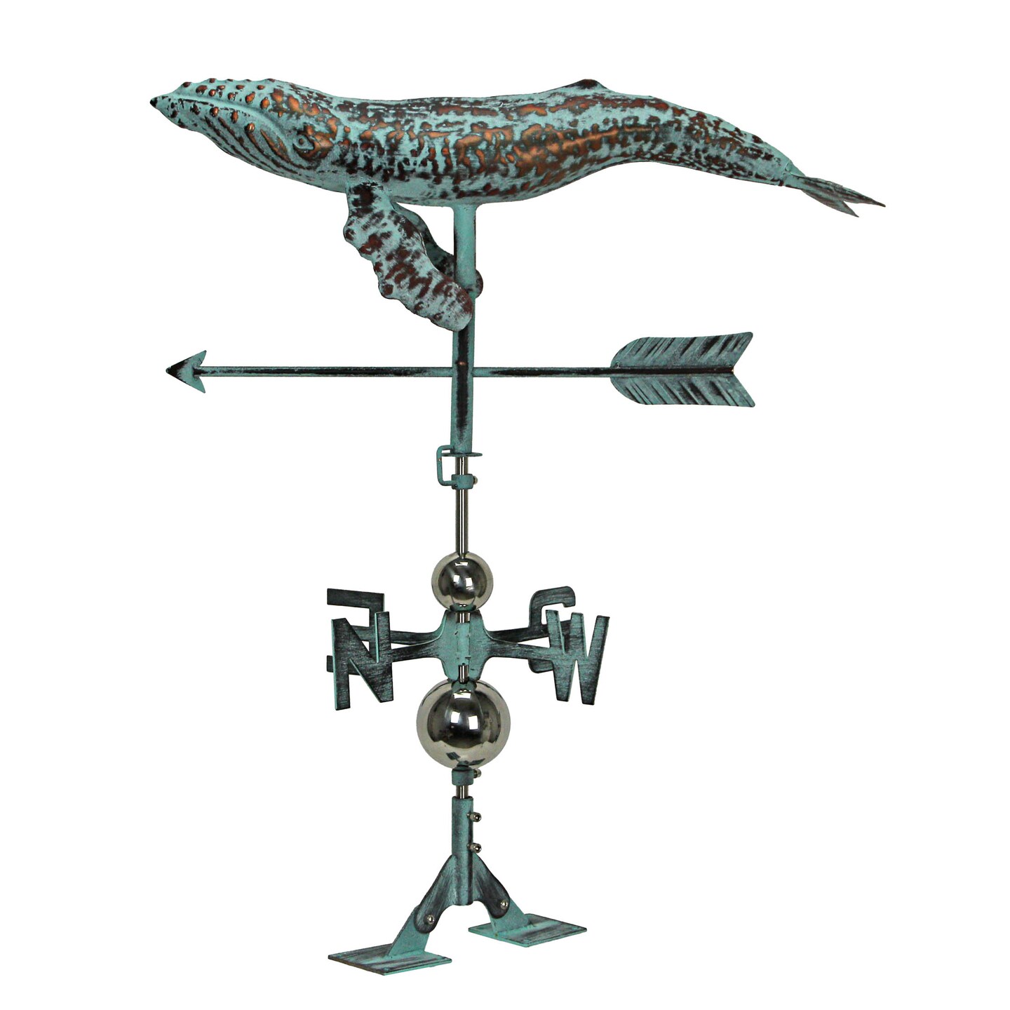 Verdigris Copper Humpback Whale Weathervane