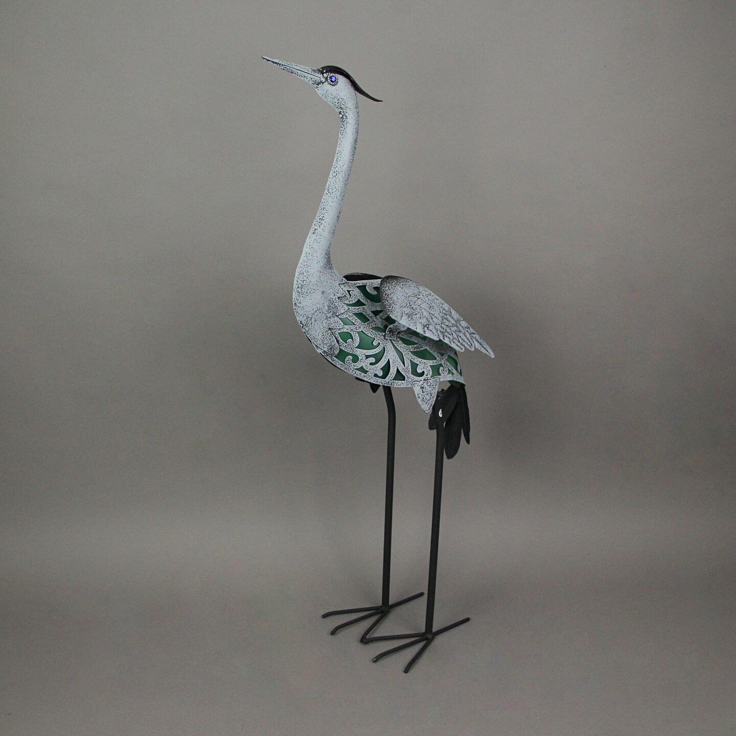 Metal Heron LED Solar Garden Statue Accent Light Patio Decor Sculpture Art