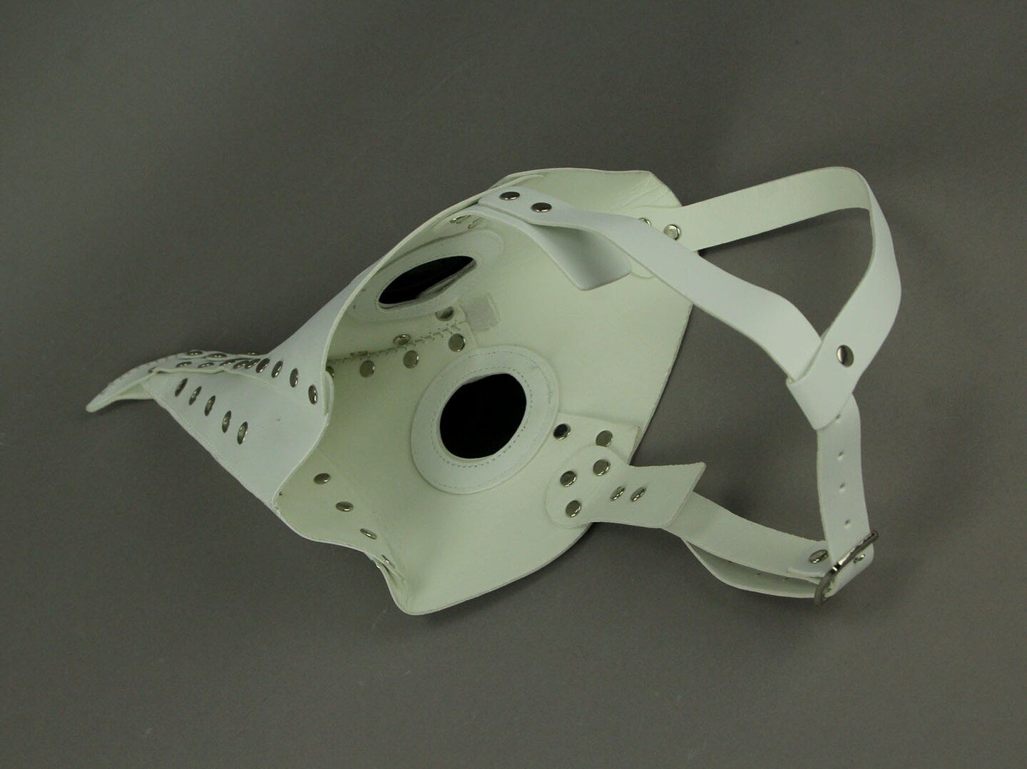 Studded White Plague Doctor Medicine Mask with Black Lenses