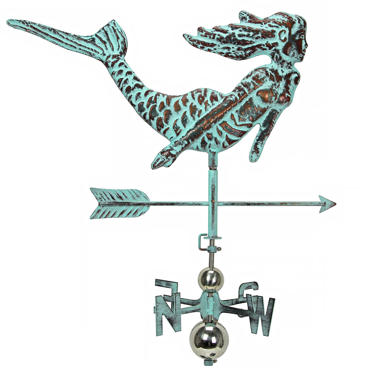 Verdigris Copper Mermaid Weathervane