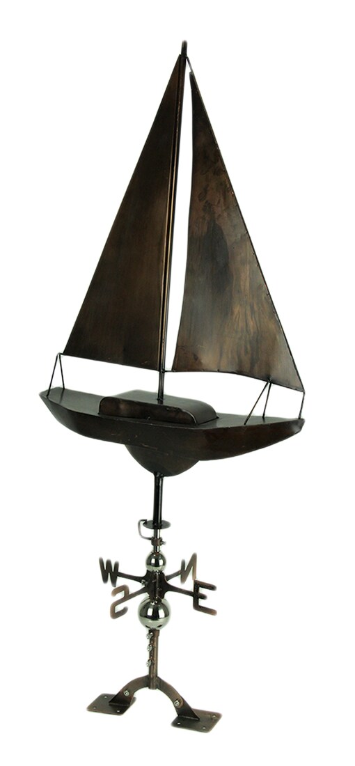Antique Copper Finish Metal Sailboat Weather Vane with Roof Mount