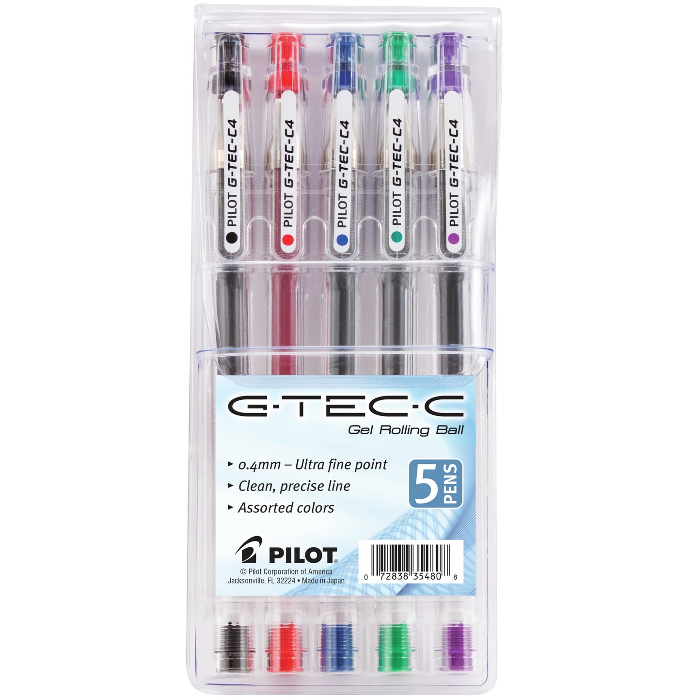 Pilot G-Tec-C Ultra Fine 0.4mm Gel Pens 5/Pkg-Assorted Colors