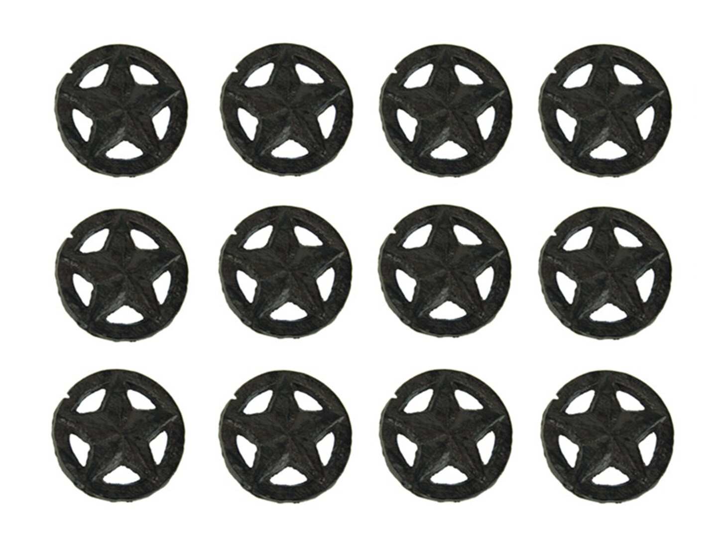 Set of 12 Rustic Brown Western Star Cast Iron Cabinet Knobs or Drawer Pulls
