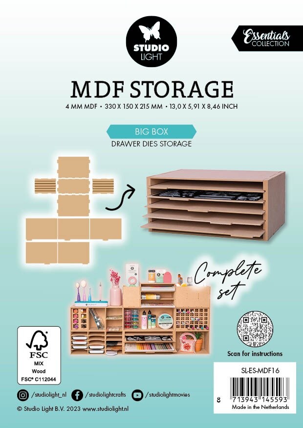 Studio Light MDF Storage Essentials-Nr. 16, Big Box Drawer Dies Storage