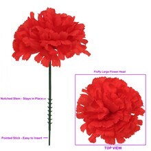 Artificial Carnation Picks, 100-Pack, 5&#x22; Long, 3.5&#x22; Wide, Red Silk Blooms, Decorative Floral Picks, Parties &#x26; Events, Home &#x26; Office Decor, Floral Home by Artificial Flowers