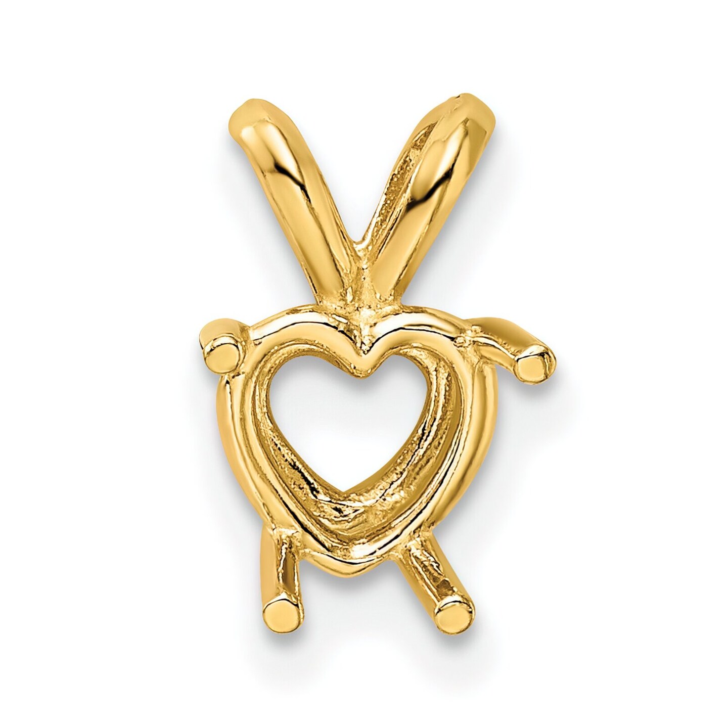 14K Gold 4 Prong Heart Pendant Setting 7mm