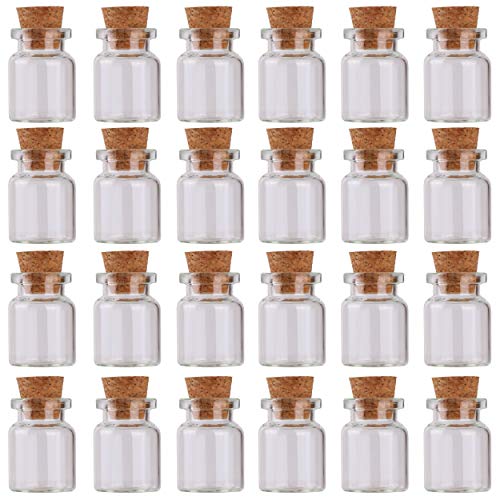 MaxMau 24pcs Mini Glass Bottles with Cork Stoppers 5ml DIY Art Crafts Storage Container,Tiny Glass Vials Cork for Wedding Decoration,Small Glass Corks Jars Party Favor