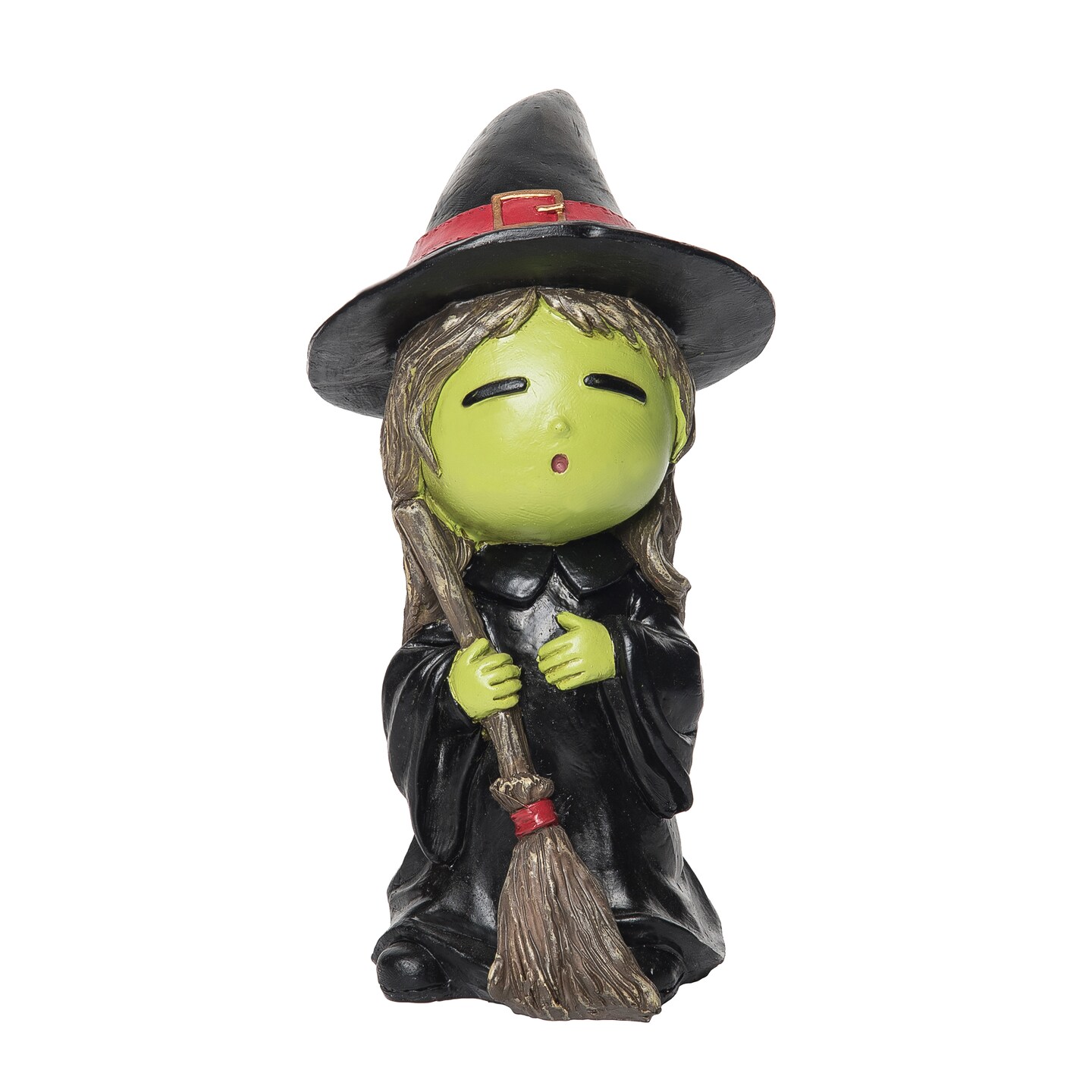 4.53" x 8.6" Happy Green Face Witch Decorative Halloween Figure Figurine