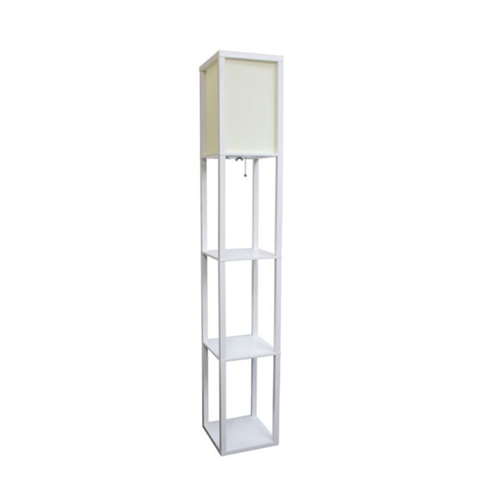 Simple Designs Floor Lamp Etagere Organizer Storage Shelf with Linen Shade