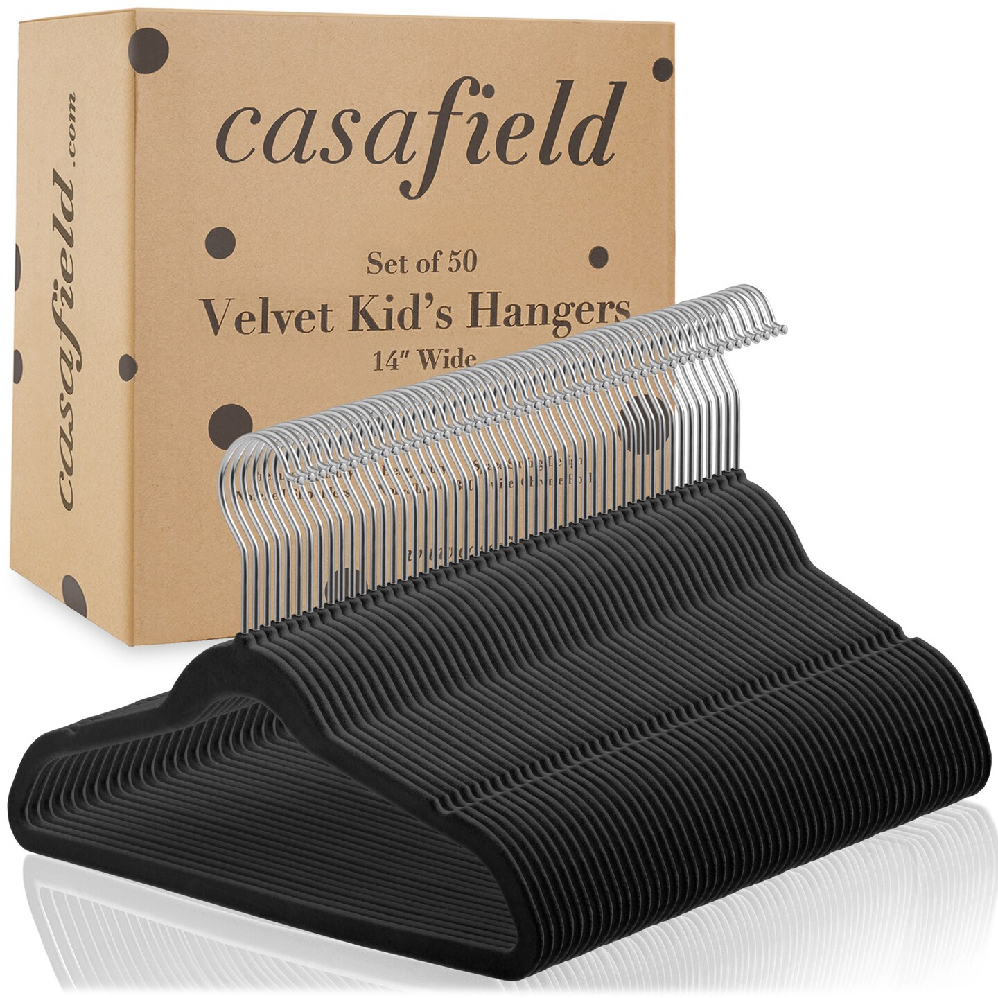 Casafield 50 Velvet Kid's Hangers - 14" Size for Children's Clothes