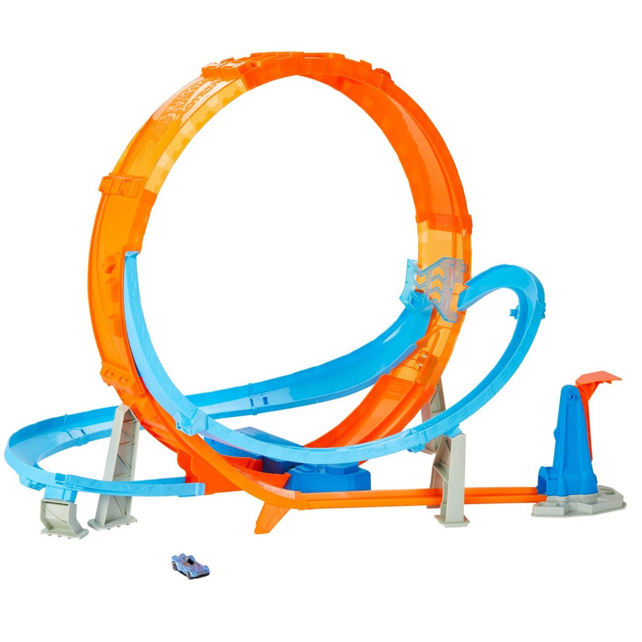 Hot Wheels Massive Loop Mayhem Track Set With 28-In Wide Track Loop and 1 Car