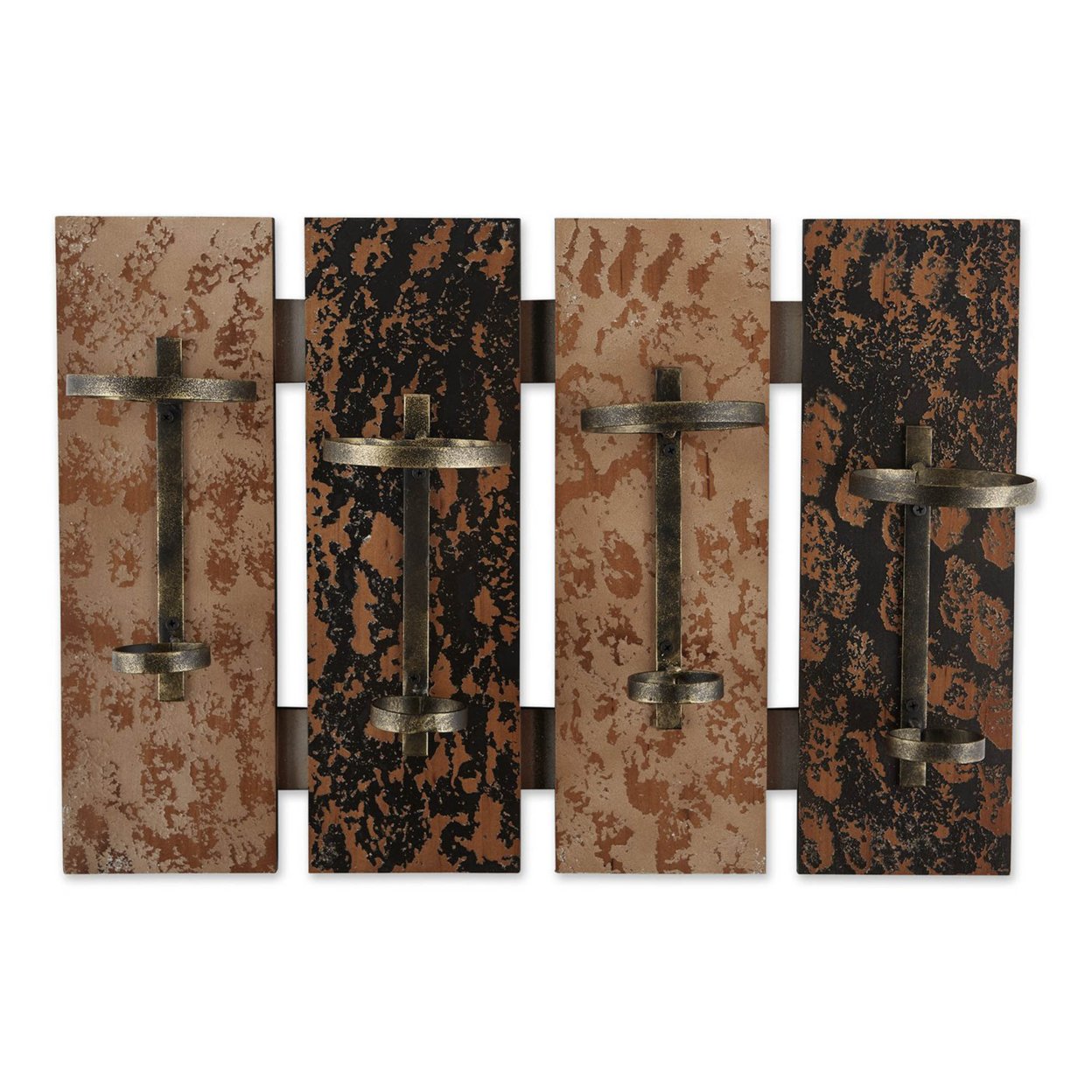 Accent Plus Home Decorative Four-Bottle Rustic Wood Wall-Mounted Wine Rack