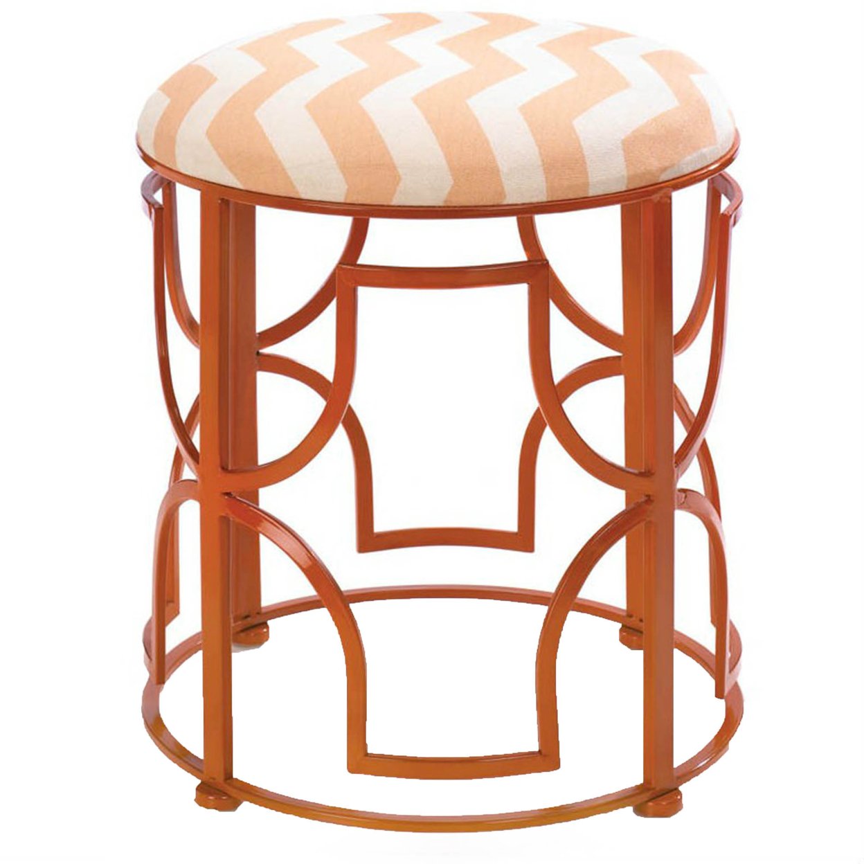 Accent Plus Home Decorative Bold Metal Stool With Chevron Cushion