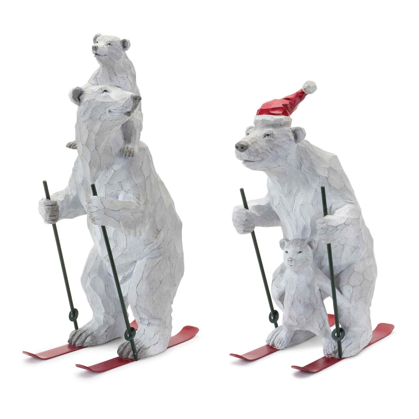 Melrose Set of 2 Polar Bear on Skis Christmas Tabletop Figurines 16.25&#x22;