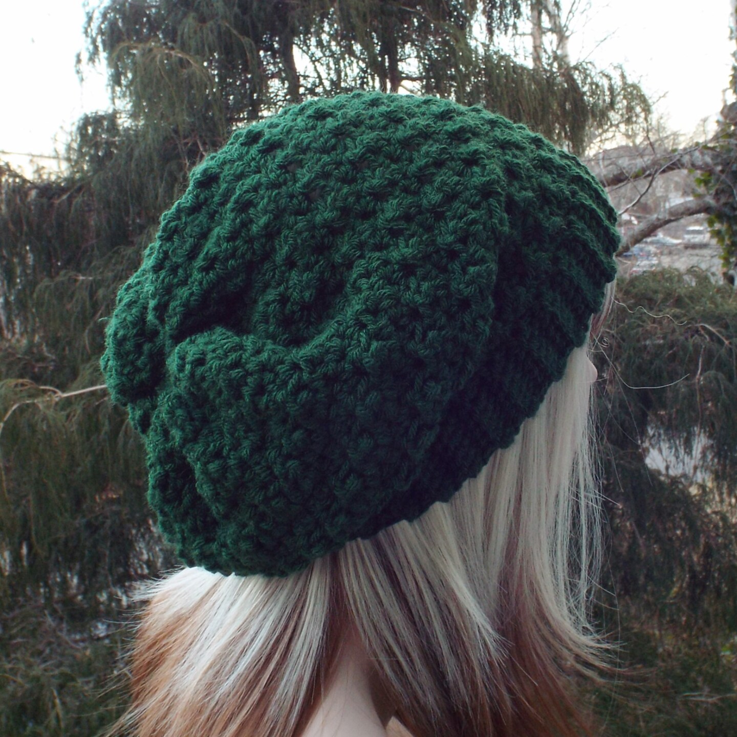 Dark Green Crochet Hat, Womens Slouchy Beanie, Oversized Slouchy Beanie, Slouchy Hat, Winter Hat, Slouch Hat product 4