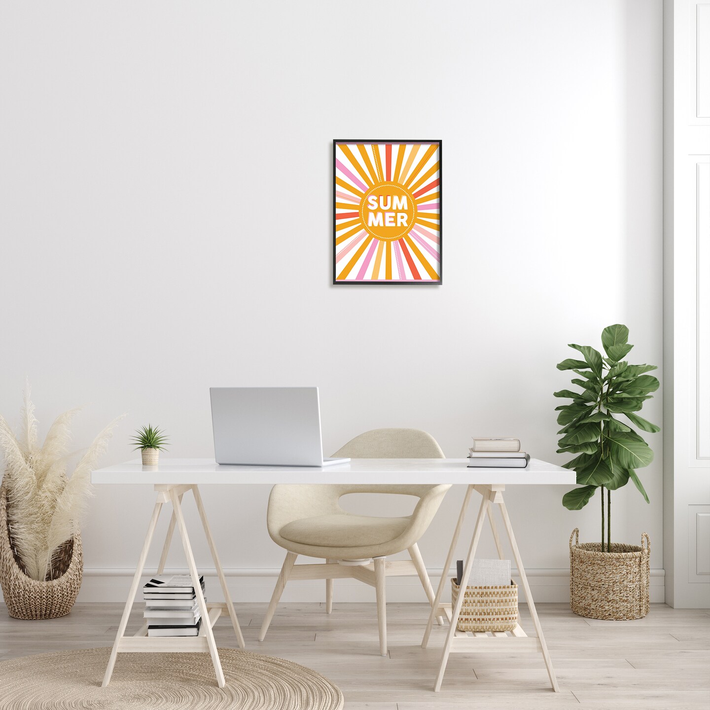 Stupell Industries Bold Summer Sun Rays  Black Framed Giclee Art
