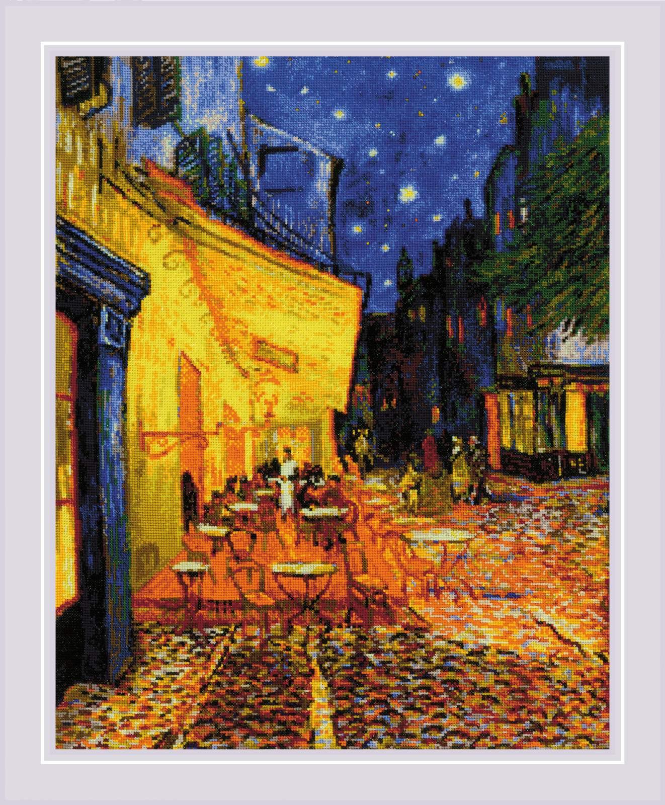 Cafe Terrace at Night after V. Van Gogh&#x27;s Painting R2217 Counted Cross Stitch Kit