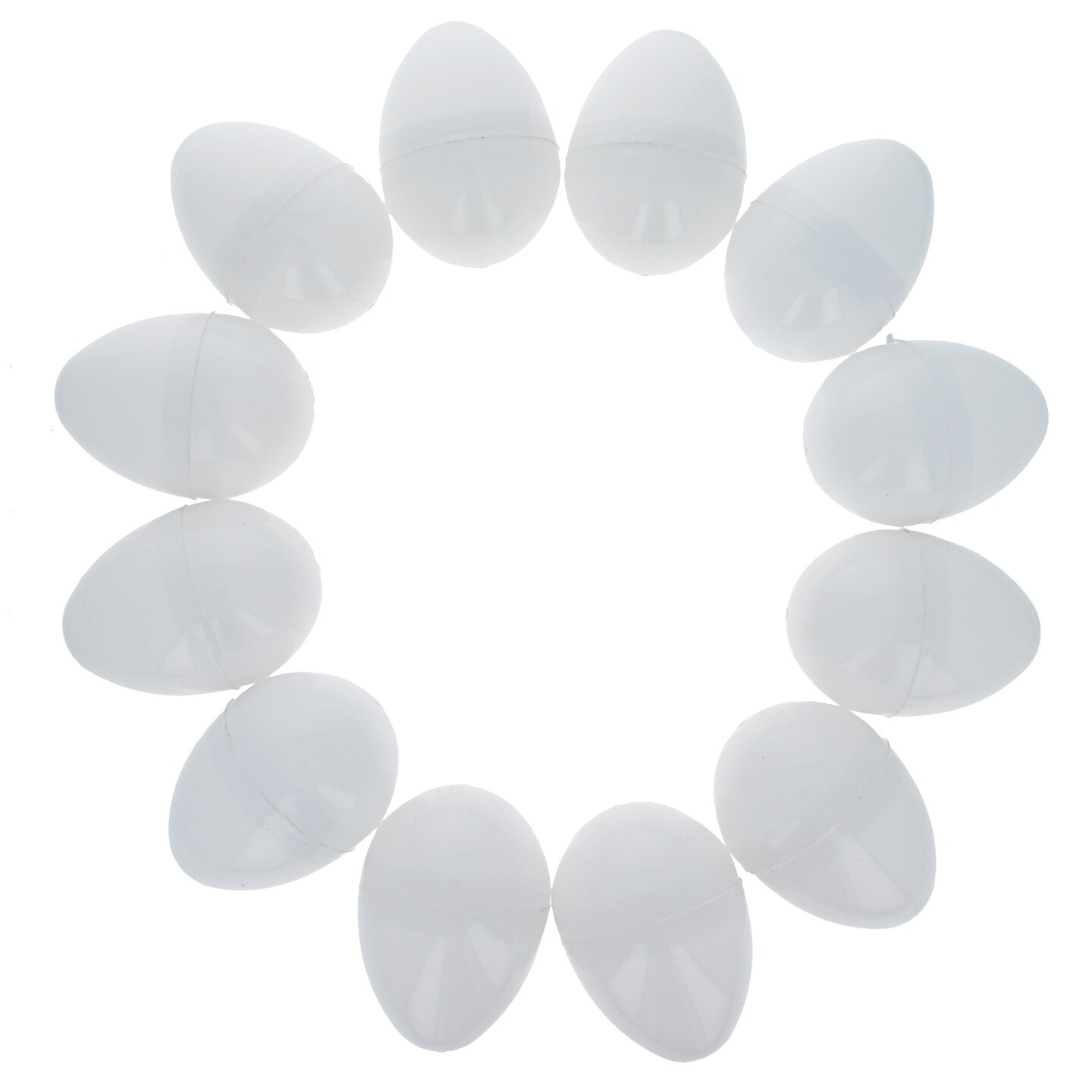 12 White Plastic Easter Eggs