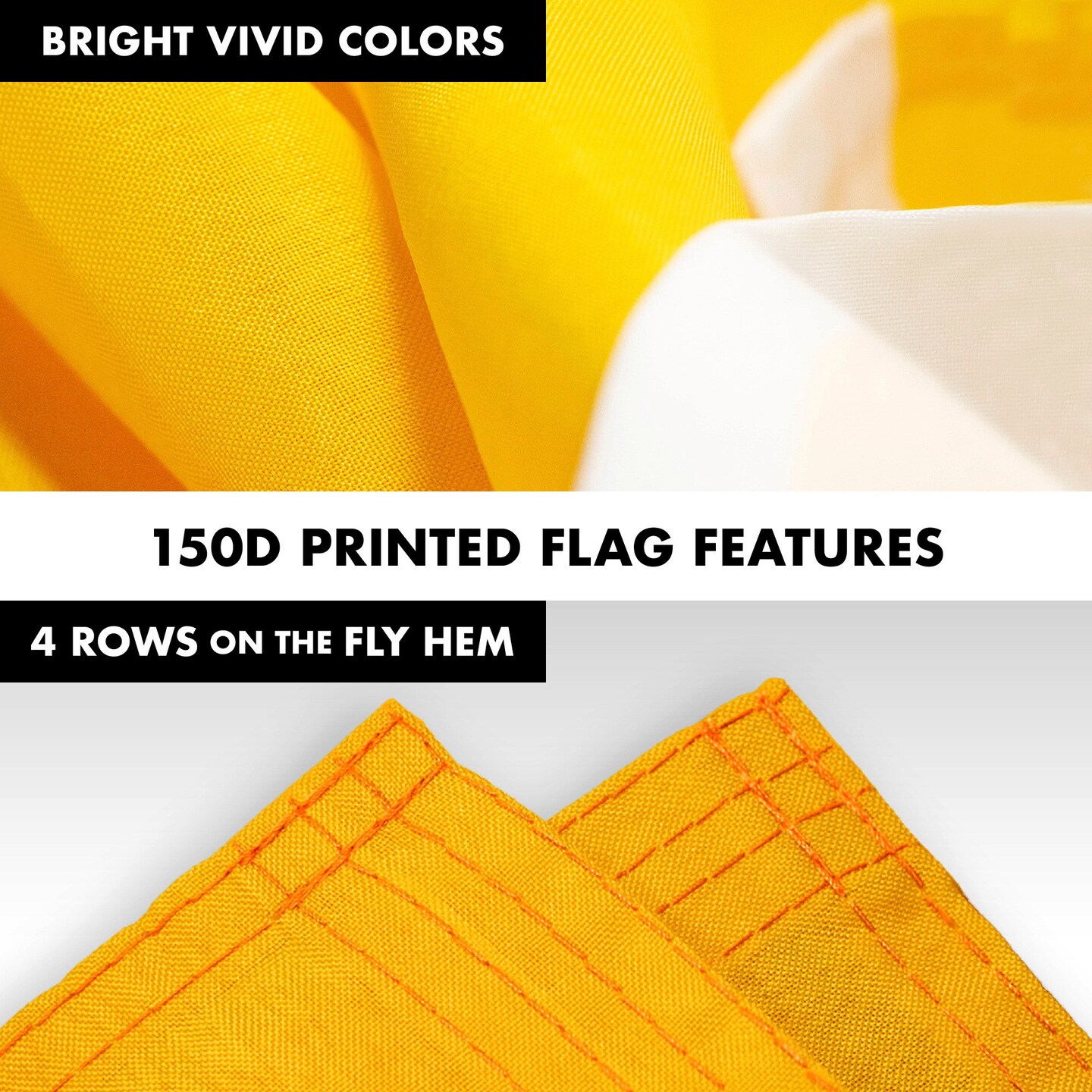 G128 Combo Pack: 5 Ft Tangle Free Aluminum Spinning Flagpole (Black) & Solid Golden Yellow Color Flag 2.5x4 Ft, LiteWeave Pro Series Printed 150D Polyester | Pole with Flag Included