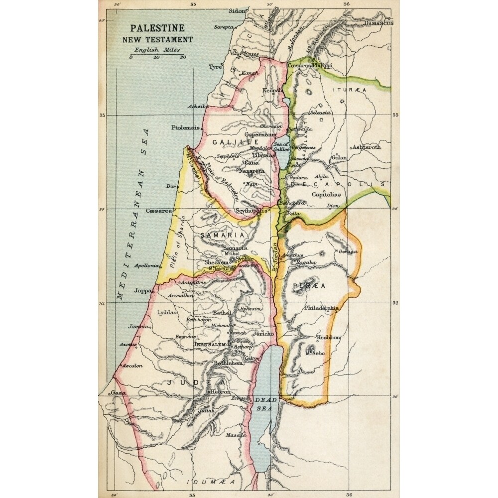 Map Of Palestine As Described In The Testament. From The Book Atlas Of Ancient And Classical Geography Published 1928.