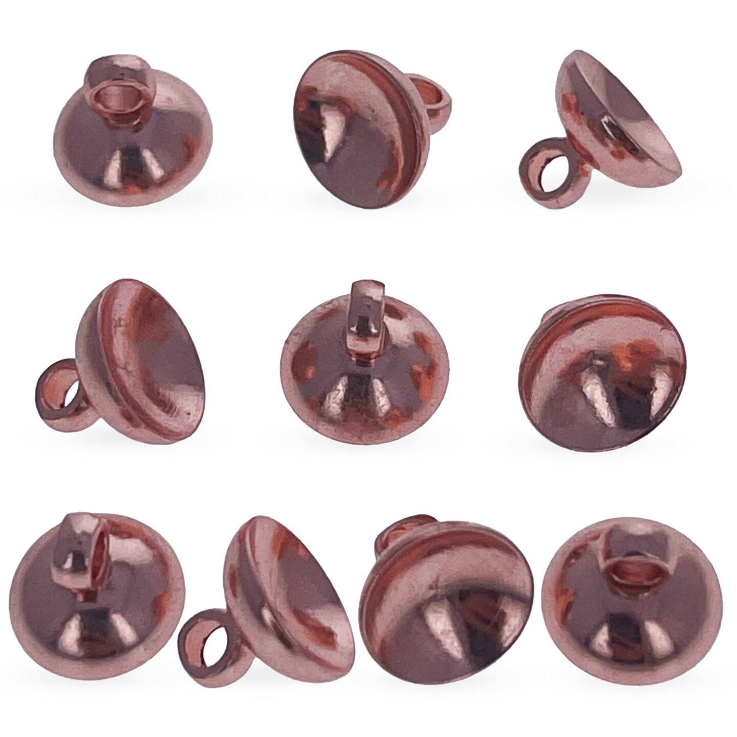 10 Rose Gold Tone Metal Ornament Caps - Egg Top Findings, End Caps 0.32 Inches