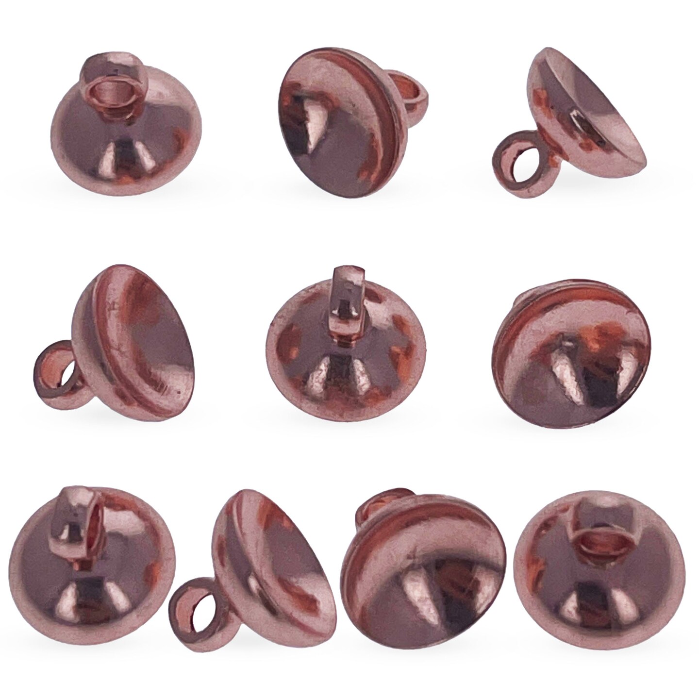 10 Globe Rose Gold Tone Metal Ornament Caps - Ball or Egg Top Findings, End Caps 0.32 Inches (8 mm)