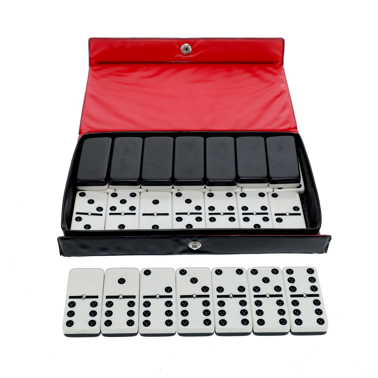 WE Games Two-Toned Black &#x26; White Double 6 Dominoes with Spinners - Club Size