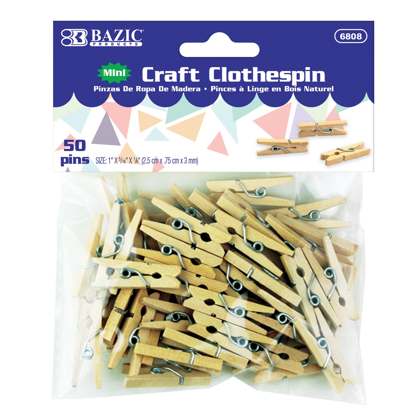 BAZIC Mini Natural Clothes Pin (50/Pack)