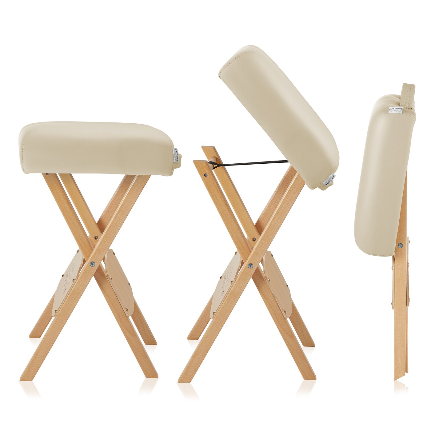Saloniture Wood Folding Massage Stool with Carrying Case