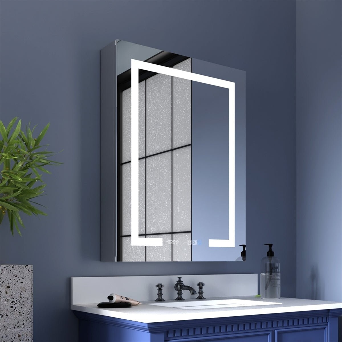 Boost-M2 Led Lighted Bathroom Medicine Cabinet 24X32 Mirror Clock Waterproof