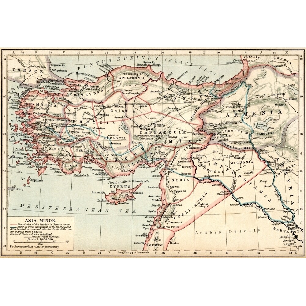 Map Of Asia Minor Under The Greeks And Romans. From Historical Atlas Published 1923. By Ken Welsh / Design Pics