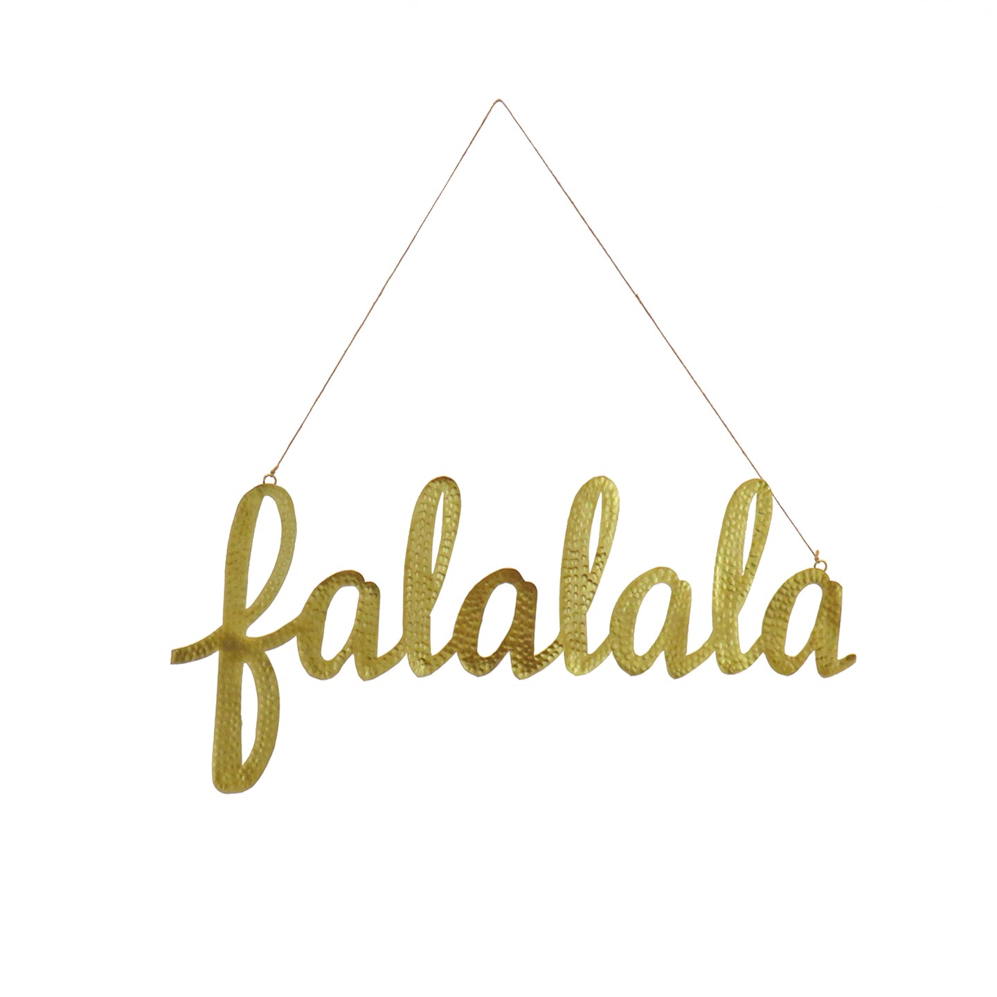 HGTV Home Collection by National Tree Company  Christmas Wall Sign, Gold, Metal, FaLaLa, Script Writing with String Loop, 19 Inch