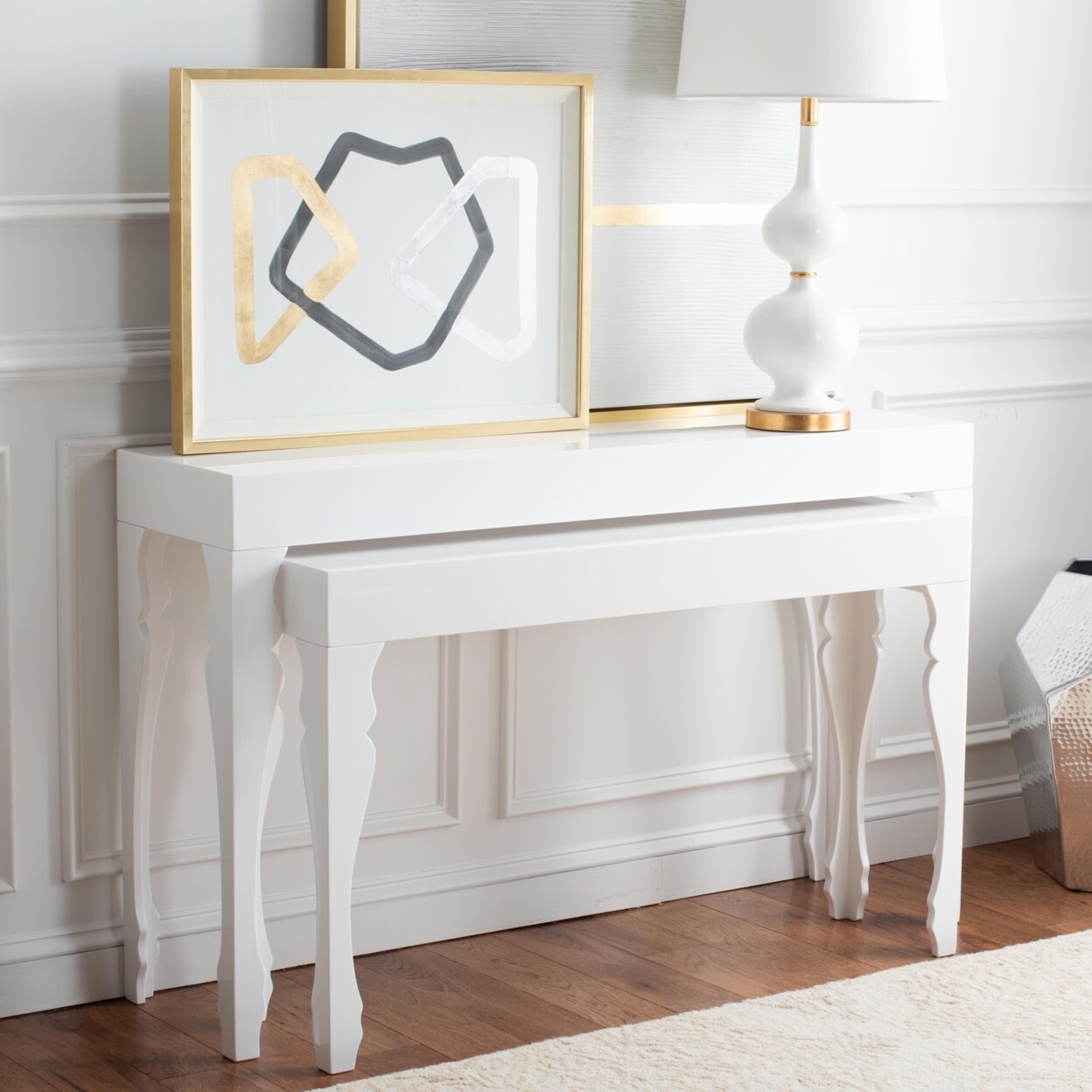 Safavieh Beth French Leg Lacquer Stacking Console Table White