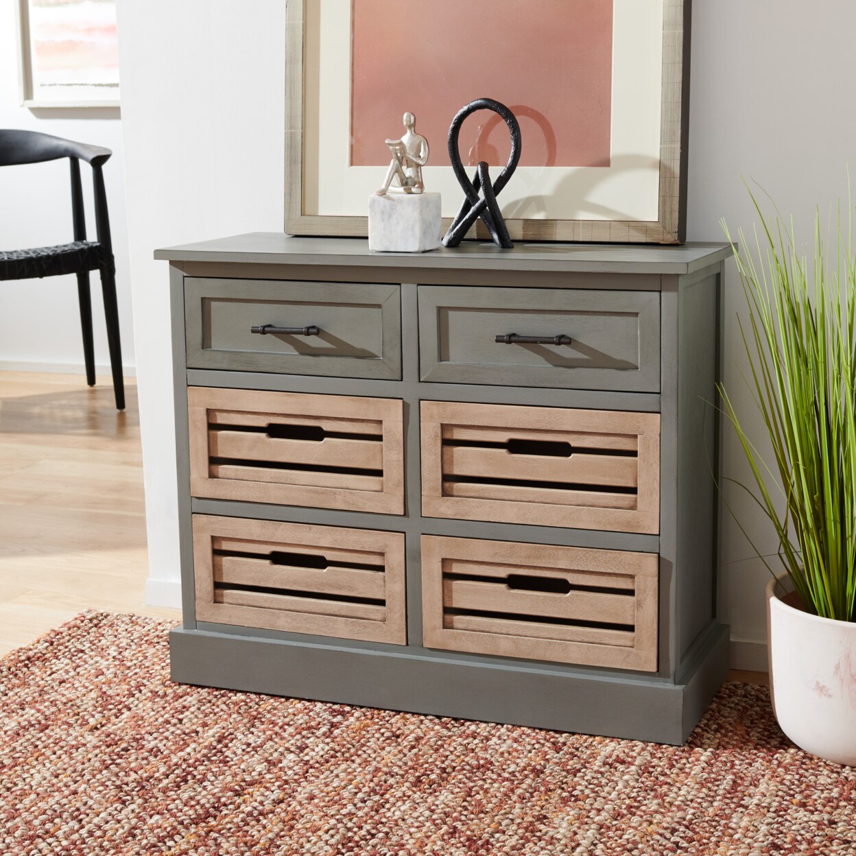 Safavieh   Briar Removable 6-Drawer Storage Chest Distressed Grey / Sand