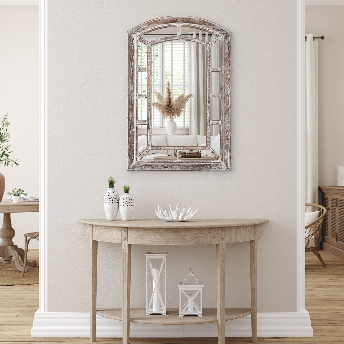 Americanflat Mirror in Natural Sycamore - Irregular Wall Mirror for Bathroom, Living Room, Entryway Hall, and Decorative Mirror for Bedroom