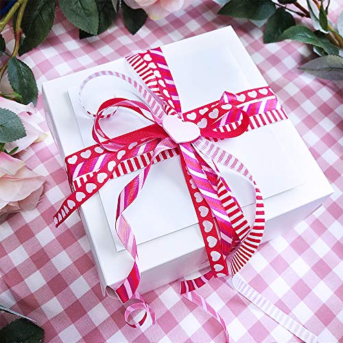 18 Rolls 100 Yards Valentine Ribbons Trims Printed Grosgrain Ribbons Multicolor Organza Ribbons Satin Ribbons 3/8&#x2033; Wide for Wedding Valentine&#x2019;s Day Gift Wrapping DIY Crafts