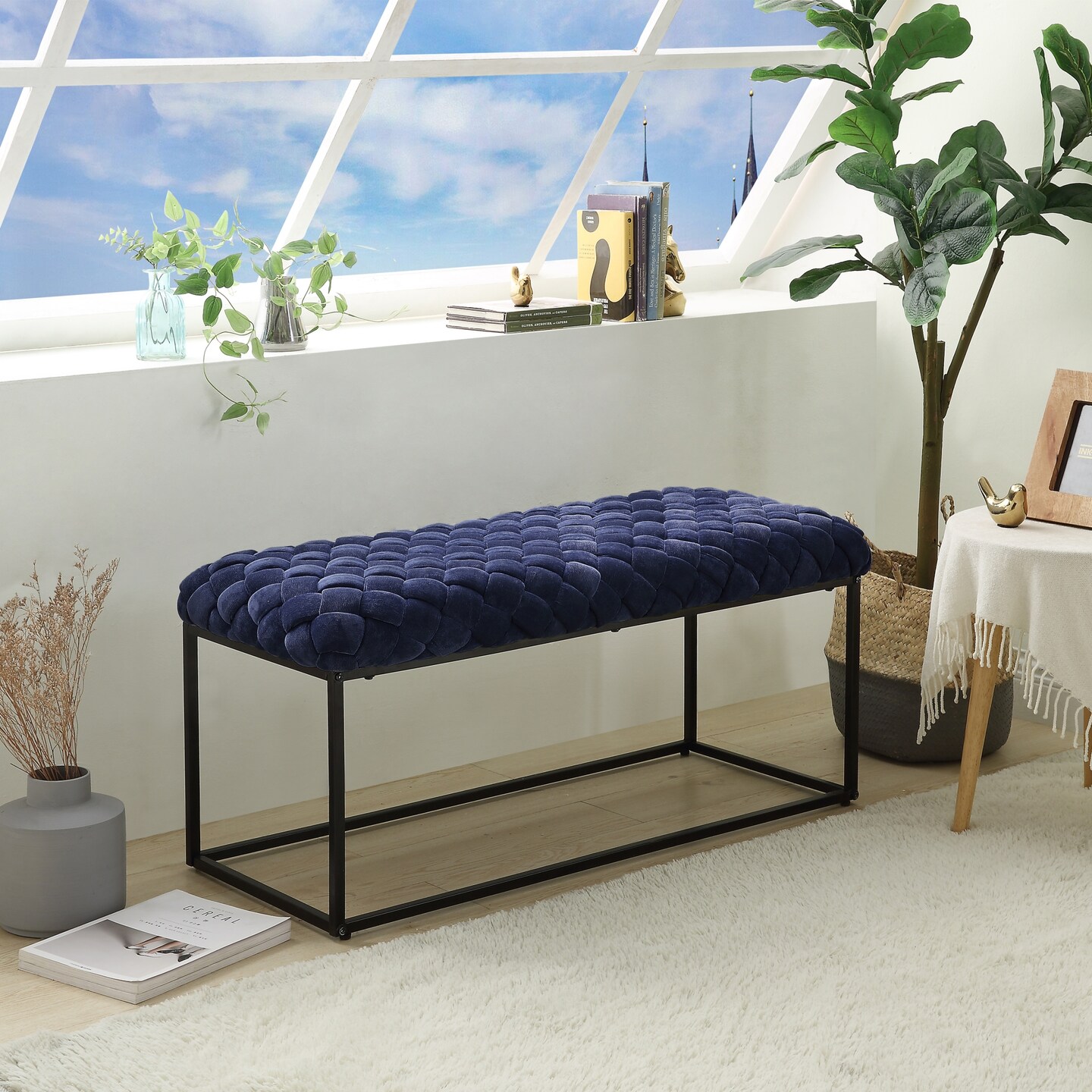 Mariana Velvet Woven Texture Bench