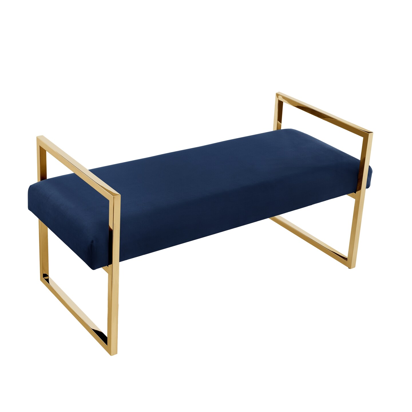 Maja Velvet/PU Leather Bench With Chrome/Gold Base