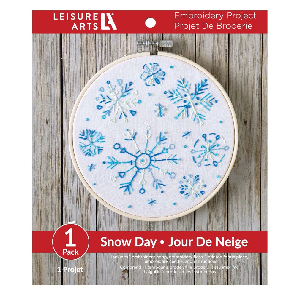 Leisure Arts Embroidery Kit 6" Snow Day embroidery kit for beginners