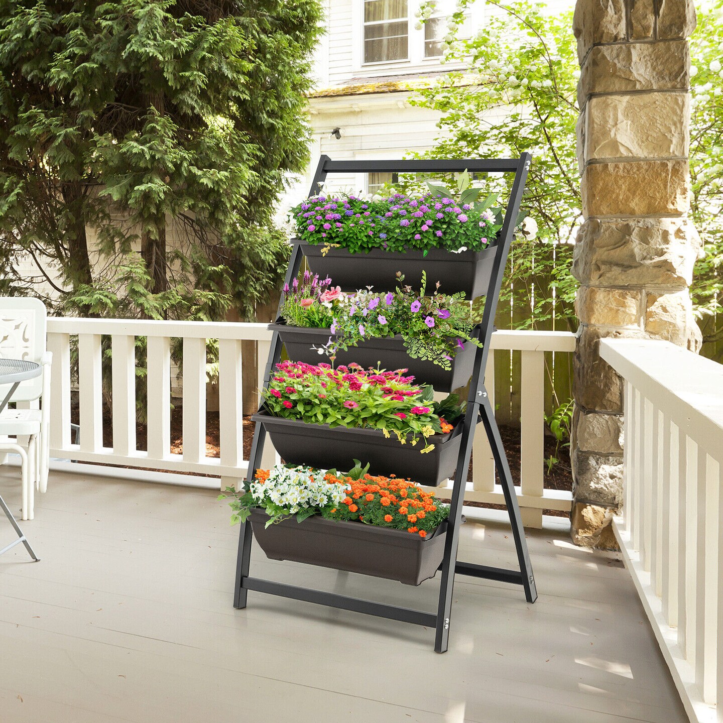 4-tier Vertical Raised Garden Bed With 4 Containers And Drainage Holes-s